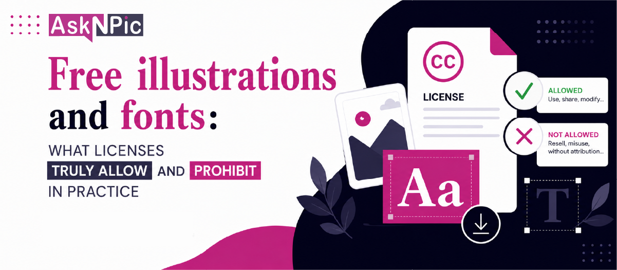 Illustrations and fonts 'free': what licenses really allow (and prohibit)